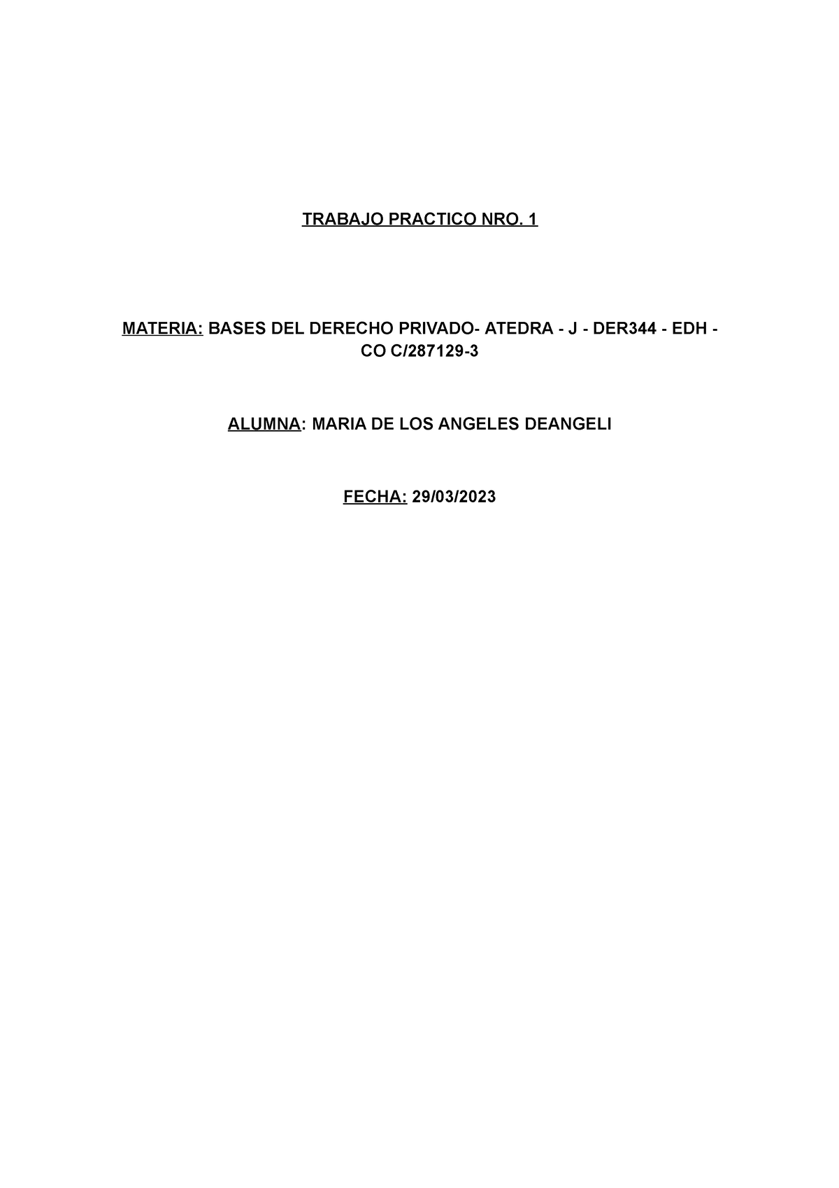 Trabajo Practico NRO1 - Derecho Privado - Siglo 21 - Studocu