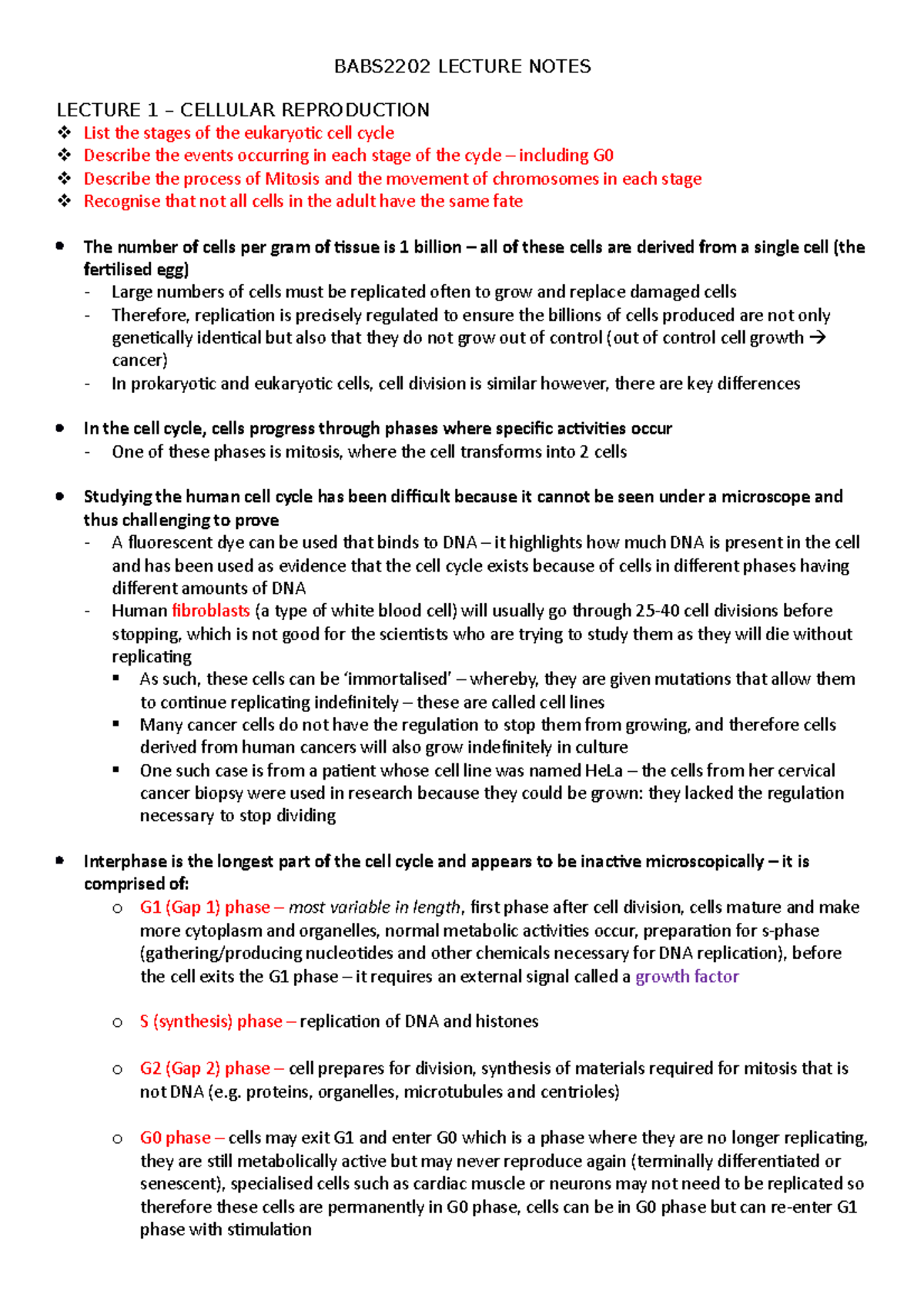 WEEK 1 Notes - All Week 1 Lectures - BIOC2201 - BABS2202 LECTURE NOTES ...