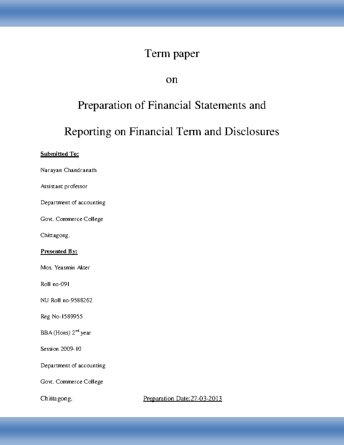 Term Papers v2 - aadadadsa - Term paper on Preparation of Financial ...
