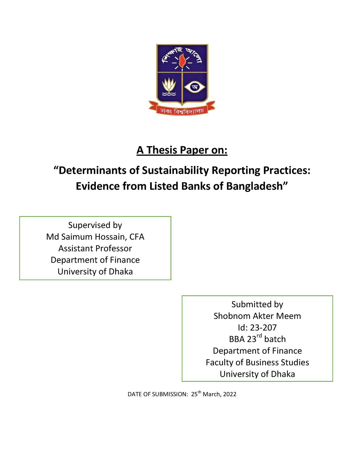 sustainability reporting master thesis