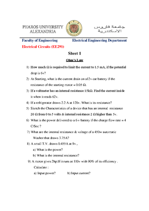 EE291 Sheet 7 - Faculty of Engineering Electrical Engineering ...