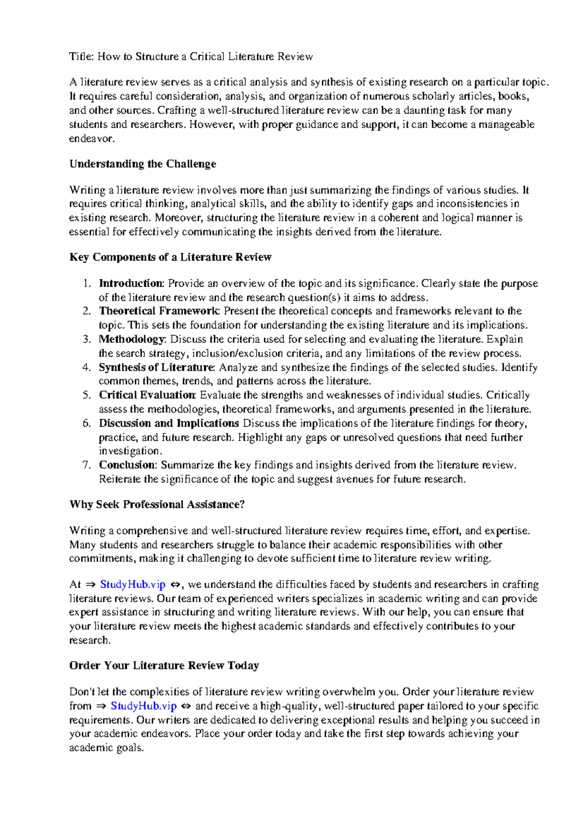 How To Structure A Critical Literature Review - It requires careful ...