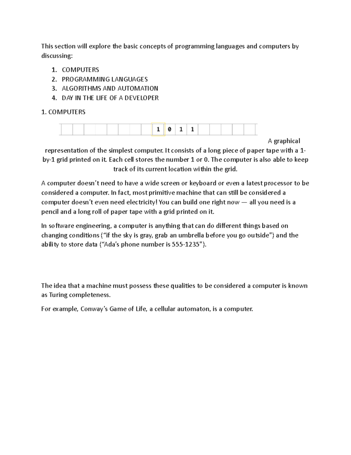 It2 - coursework - This section will explore the basic concepts of ...