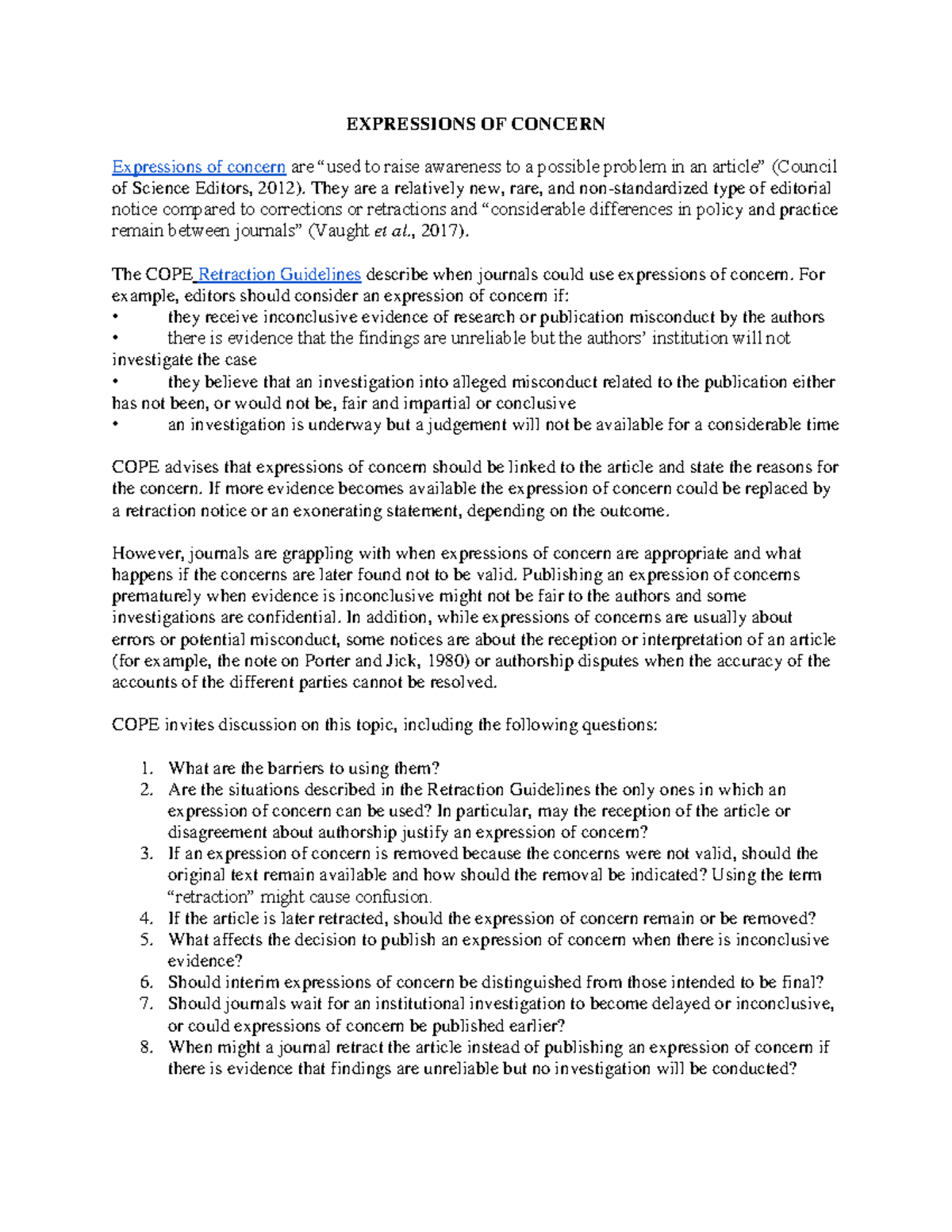 Notes from Forum Discussion Topic Expressions of concern final ...