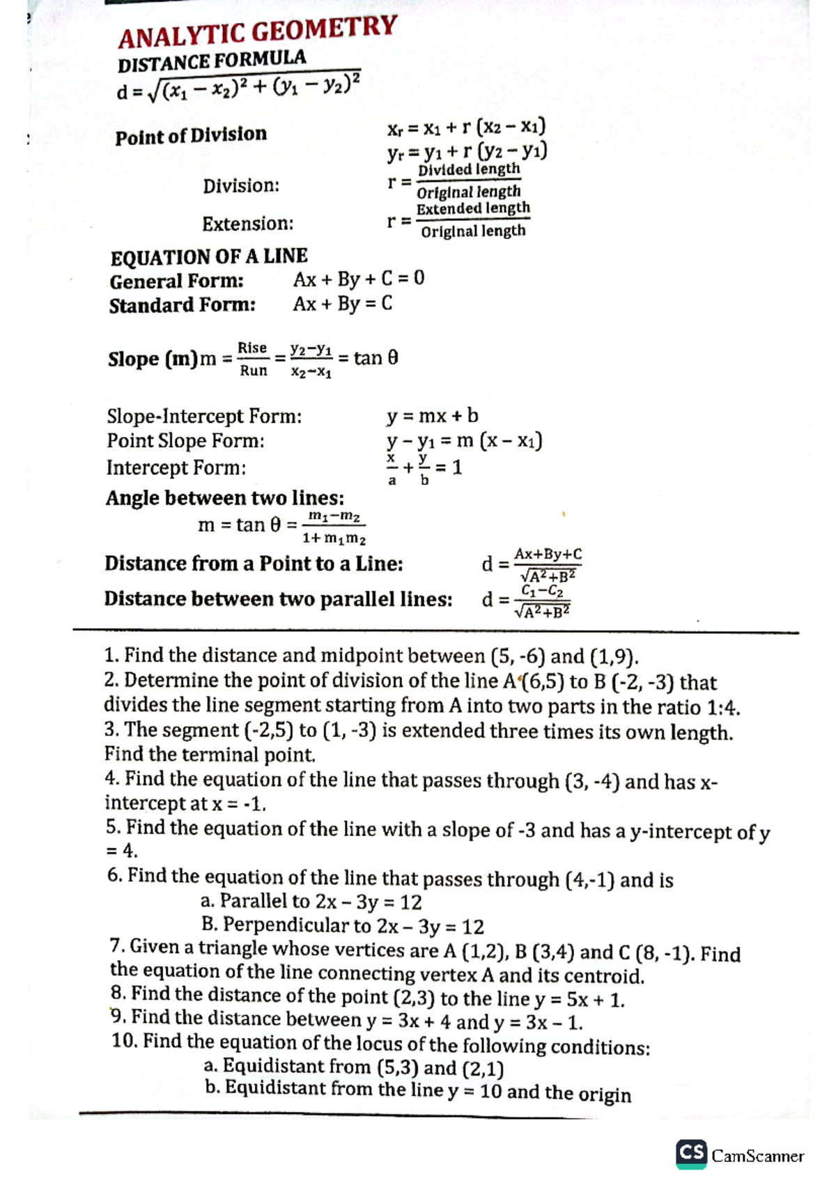 Analytic Geometry - Copy - BS-Mathematics - Studocu