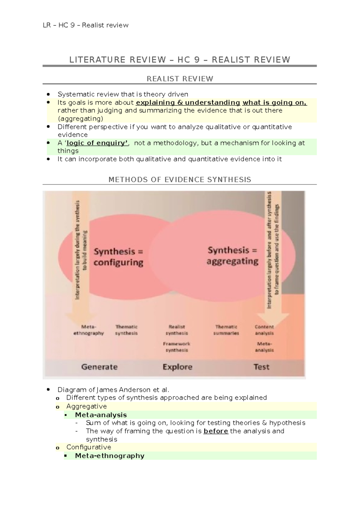 realist literature review