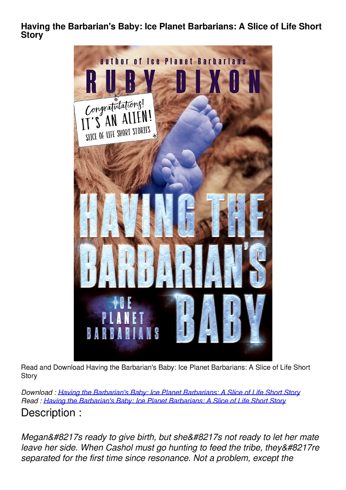 PDF READ Having the Barbarian's Baby: Ice Planet Barbarians: A Slice of ...