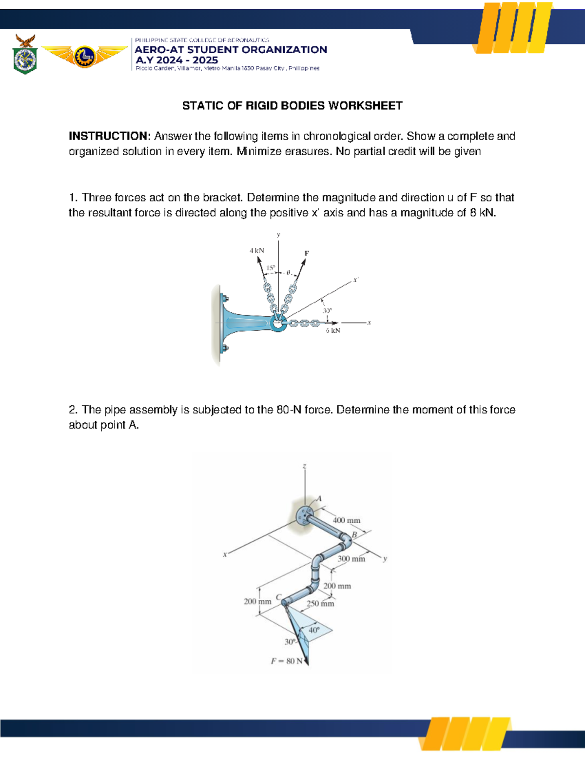 Aero AT SRB Prelim Worksheet - Aeronautical Engineering - STATIC OF ...
