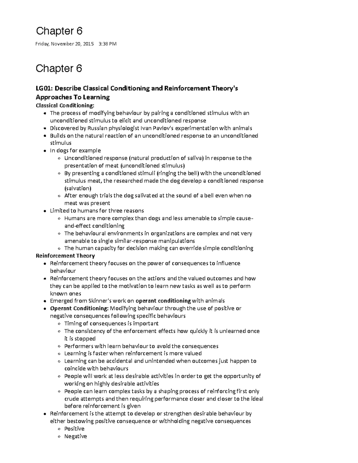 Chapter 6 - ORGB CH 6 SUM - Chapter 6 Friday, November 20, 2015 3:38 PM ...