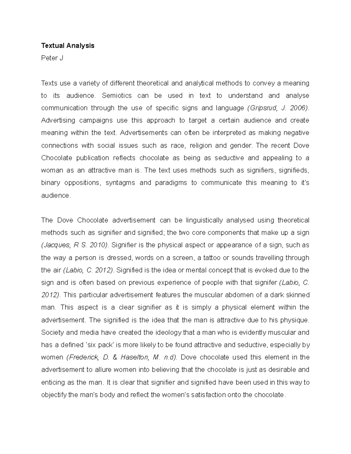 18S2 KCB101 Media Com A2 Textual Analysis Textual Analysis Peter J 18s2-kcb101-media-com-a2-textual-analysis-textual-analysis-peter-j