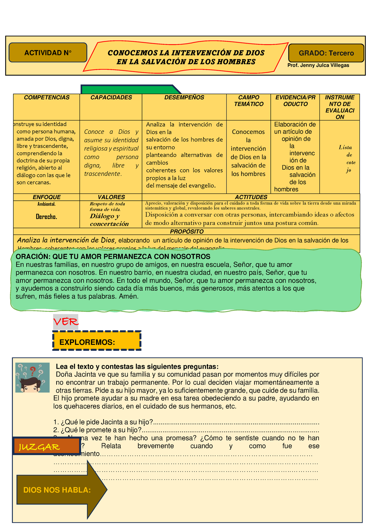 3RO- Actividad EL PLAN DE Salvación - CONOCEMOS LA INTERVENCI”N DE DIOS ...