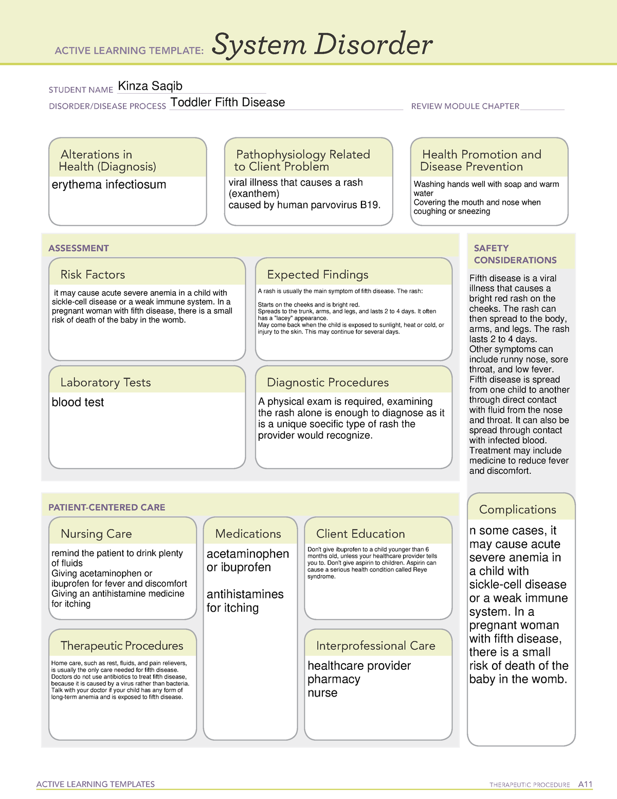 Fifth disease template systems disorder ACTIVE LEARNING TEMPLATES