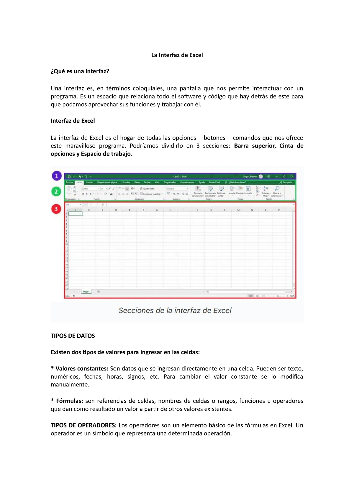 Excel-1 - Buena Suerte - La Interfaz De Excel ¿Qué Es Una Interfaz? Una ...