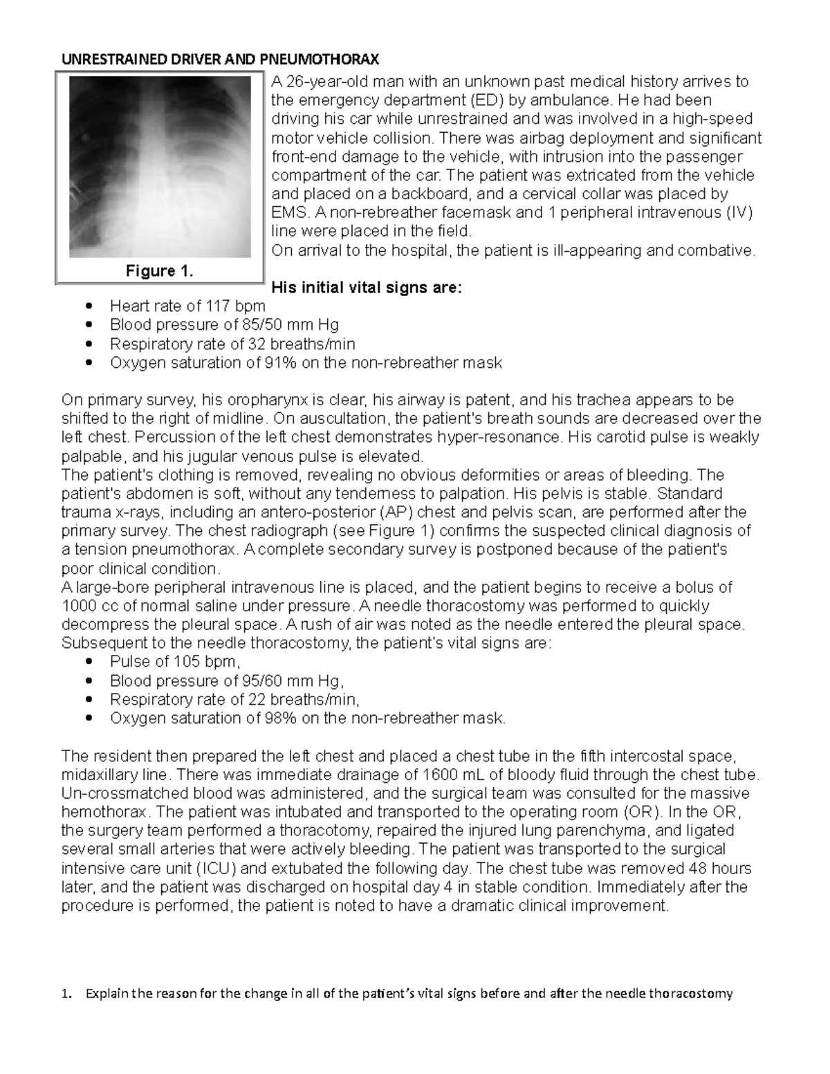 case study example pneumothorax