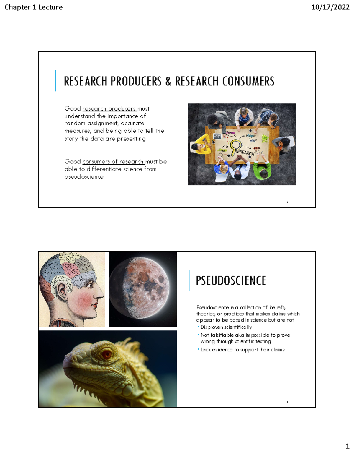 Chapter 1 Handout RESEARCH PRODUCERS & RESEARCH CONSUMERS Good