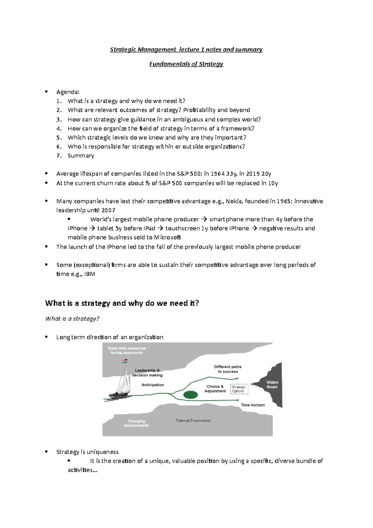 Strategic MGMT lecture 1 - Strategic Management lecture 1 notes and ...