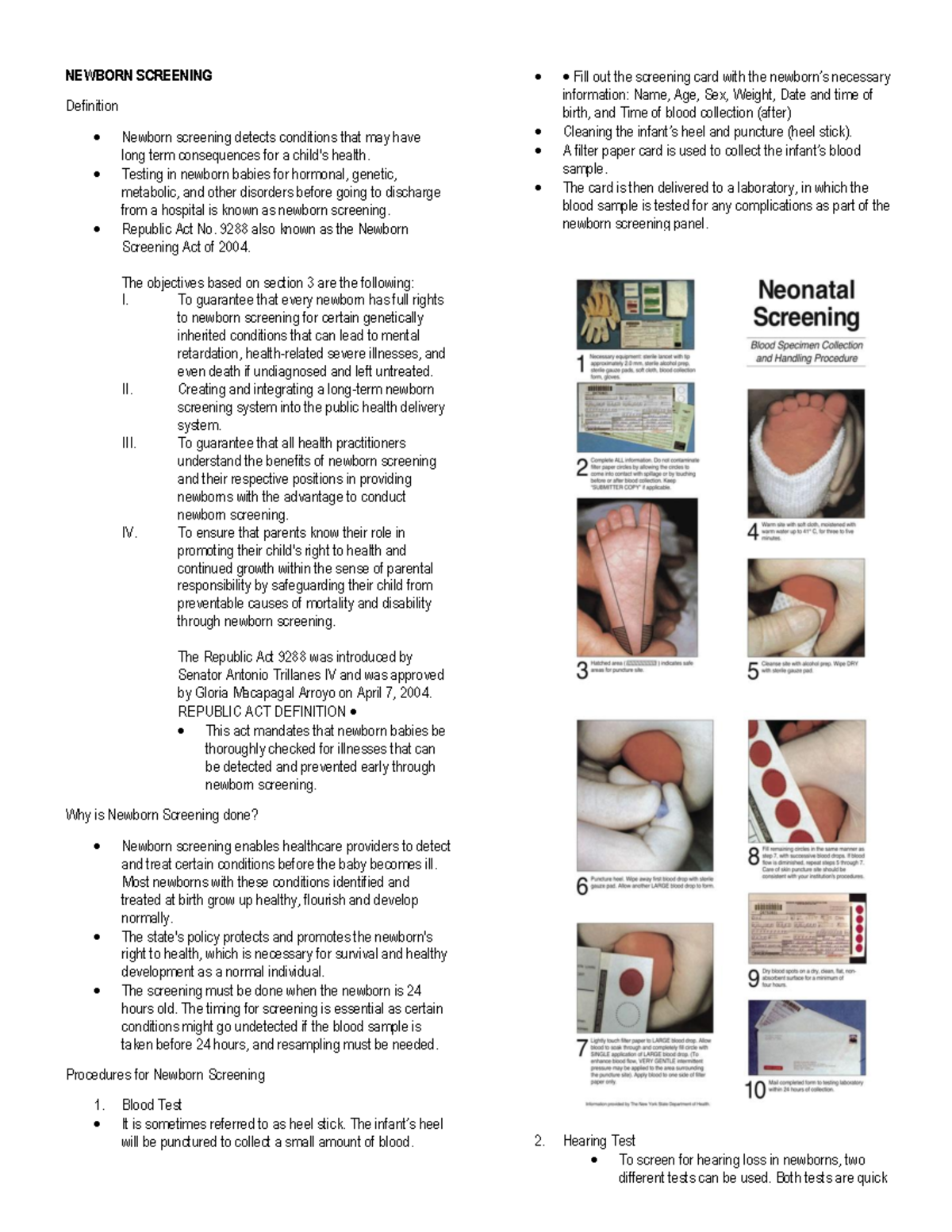 Prefinals- Students- Notes - NEWBORN SCREENING Definition - Newborn ...