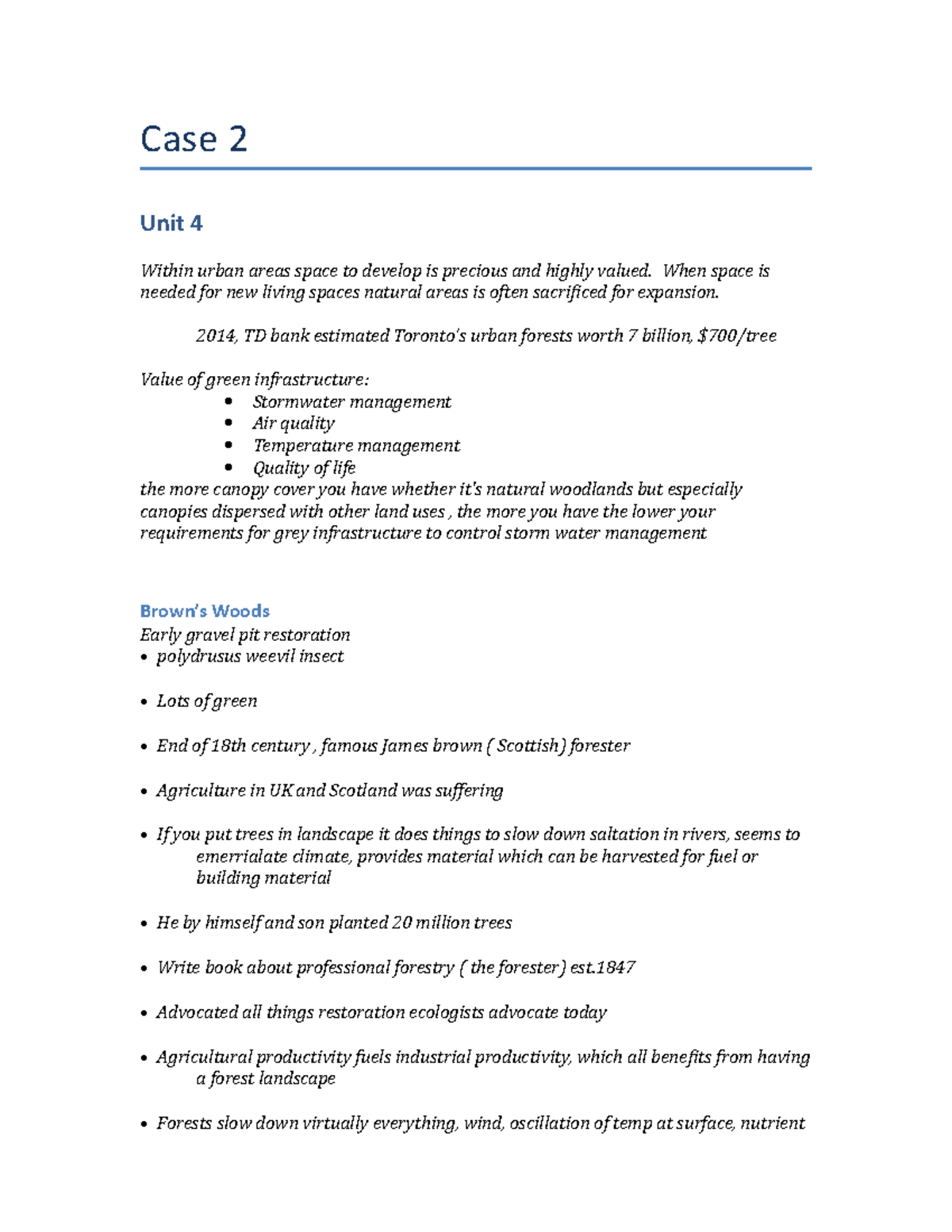 Bio 1070Case 2 - Summary of case study 2 - Case 2 Unit 4 Within urban ...