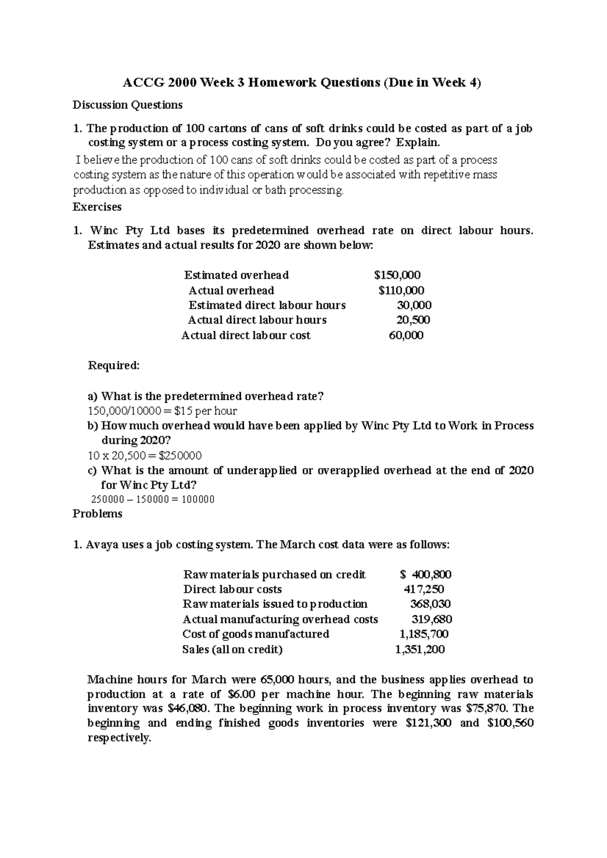 ACCG 2000 Week 3 Homework Questions - To Sumbit - ACCG 2000 Week 3 ...