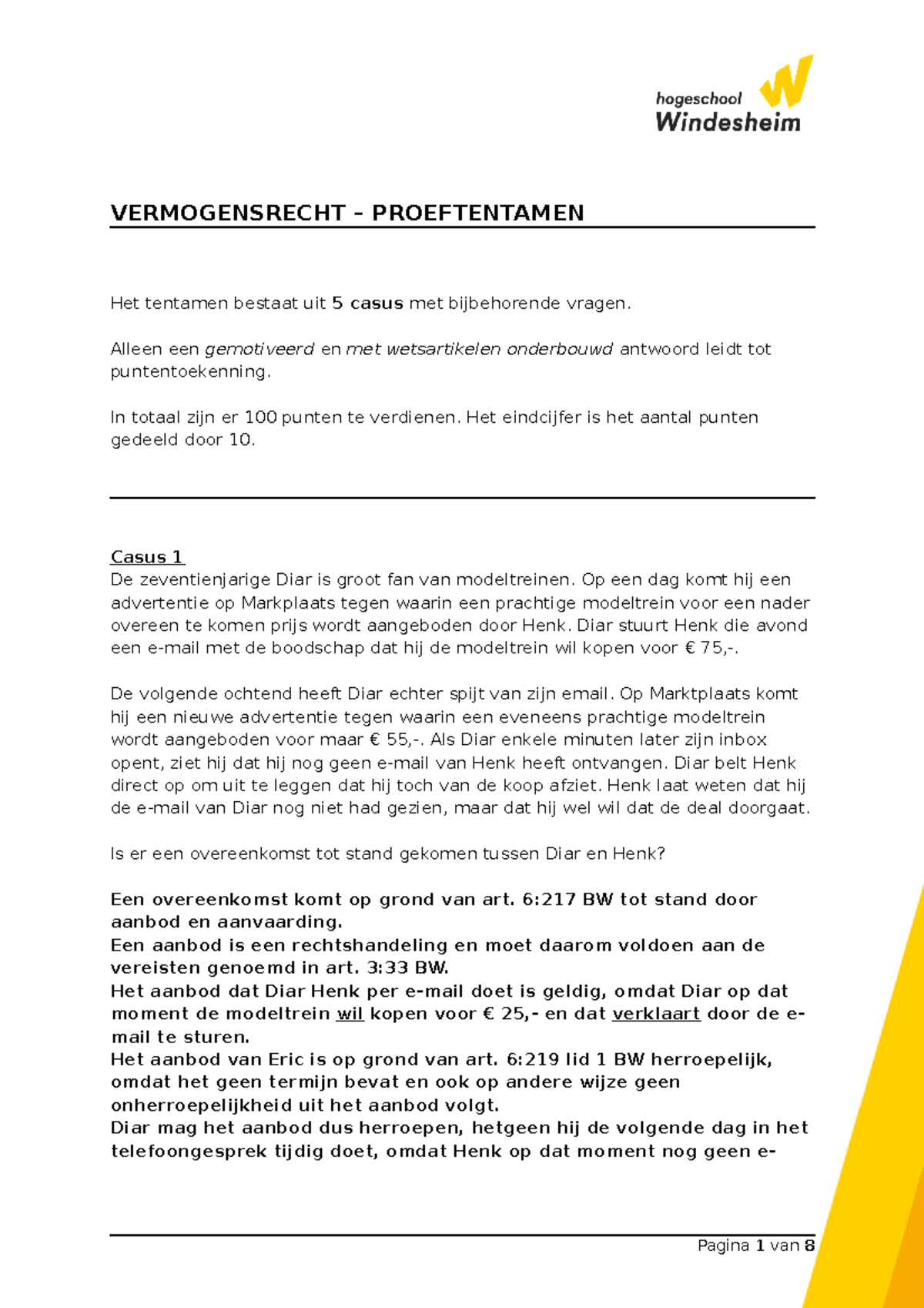 WC Week 7 - Antwoorden Proeftentamen (1) - Copy - VERMOGENSRECHT ...