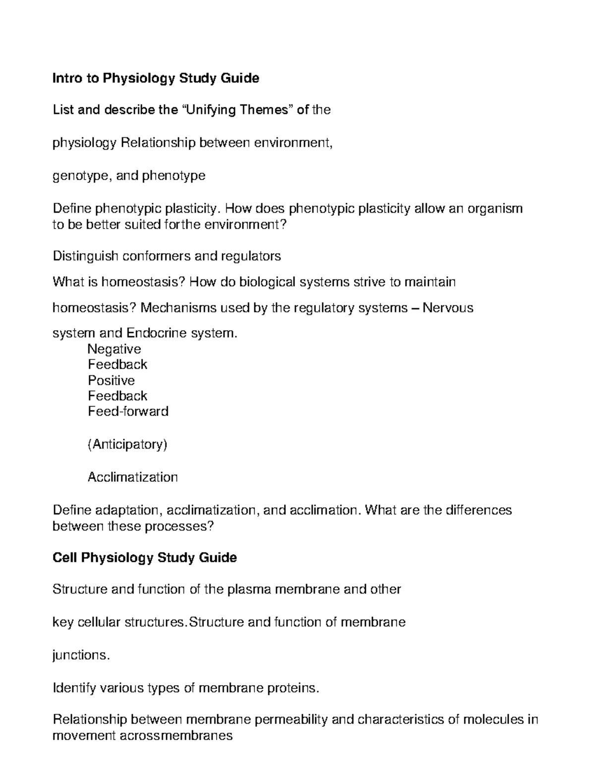 Study Guide Intro Cell Physiology.pdf - Intro to Physiology Study Guide ...