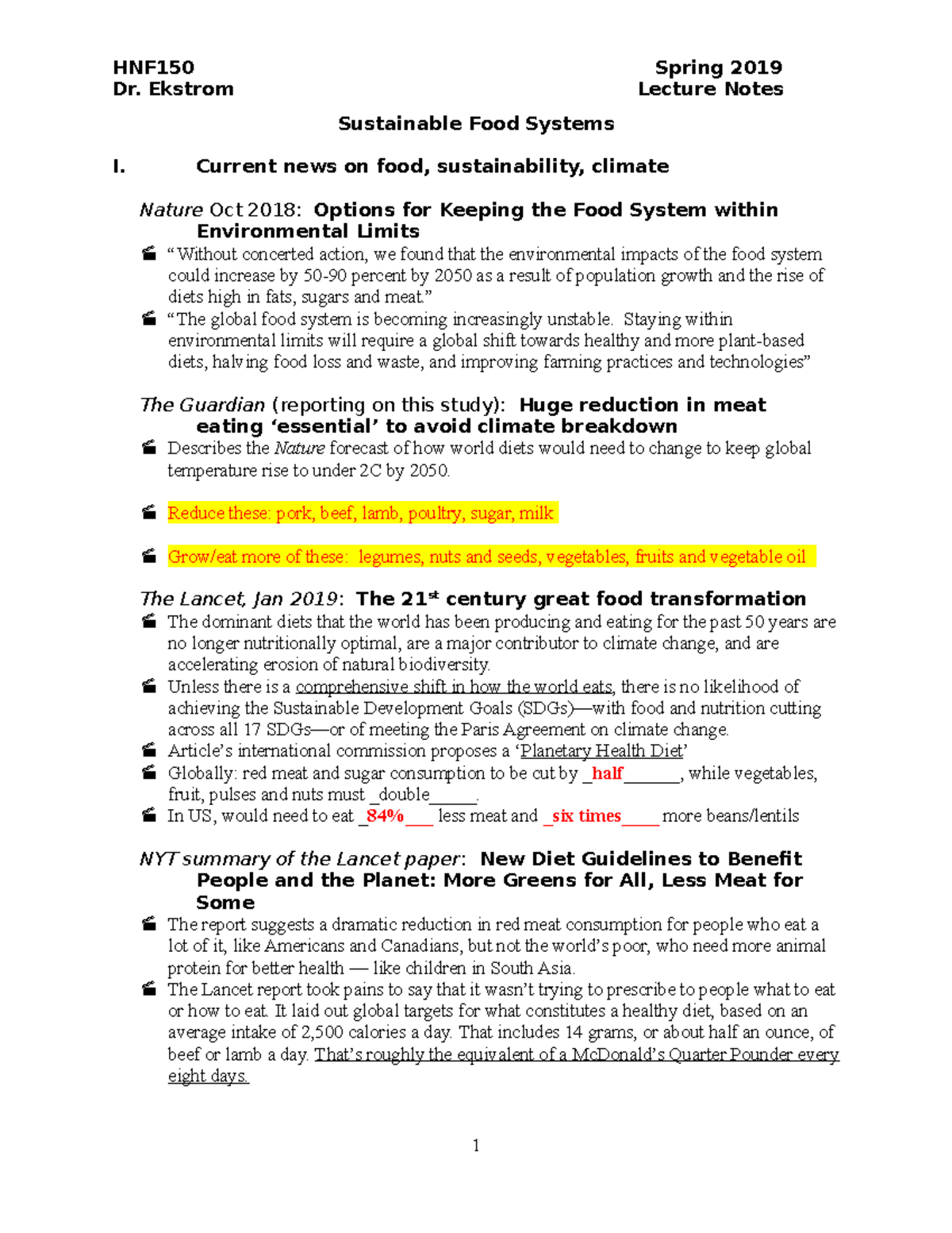 2. Sustainability - Spring 20 lecture outline - Dr. Ekstrom Lecture ...