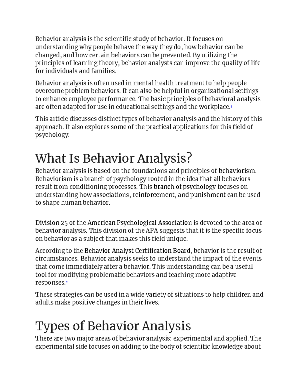 Behavioral Analysis Notes Behavior analysis is the scientific study
