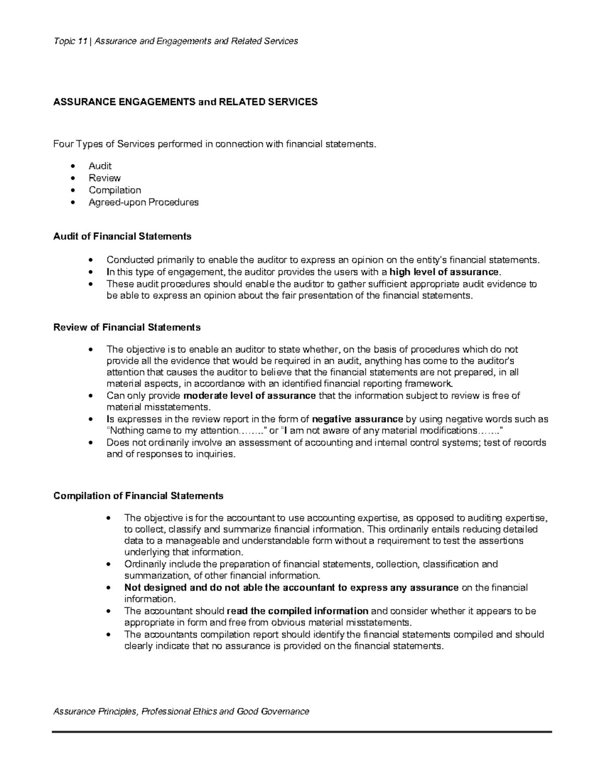 Topic 11 Assurance Engagement and Rel Serv - Topic 11 | Assurance and ...