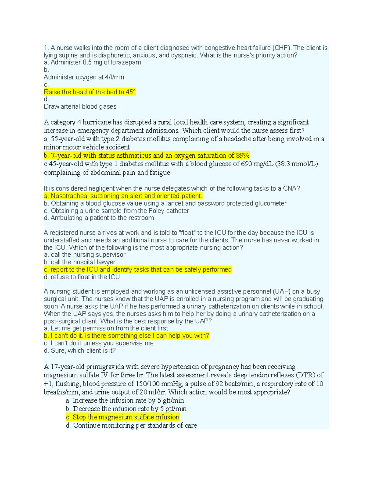 Leadership Review Questions Of Delegation - A Nurse Walks Into The Room Of A Client Diagnosed ...