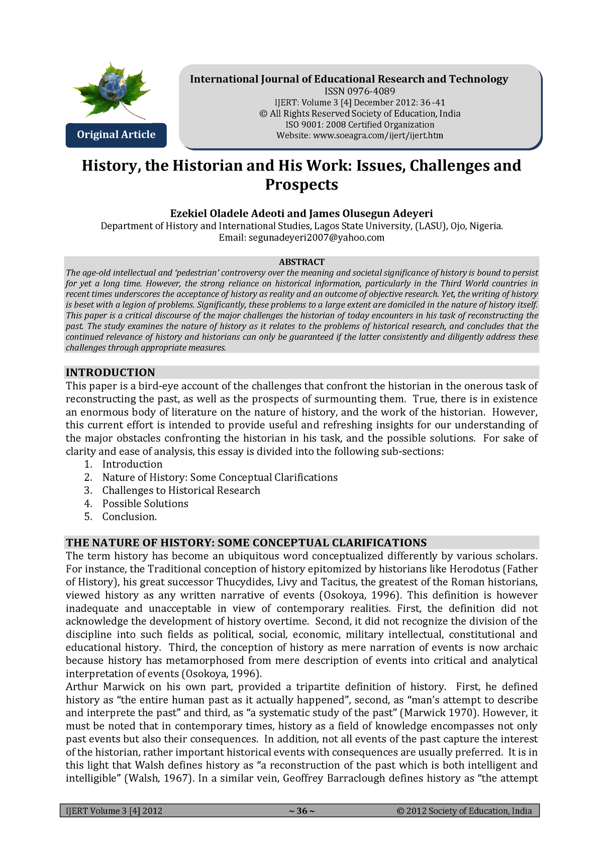 6 - Health - History, The Historian And His Work: Issues, Challenges ...