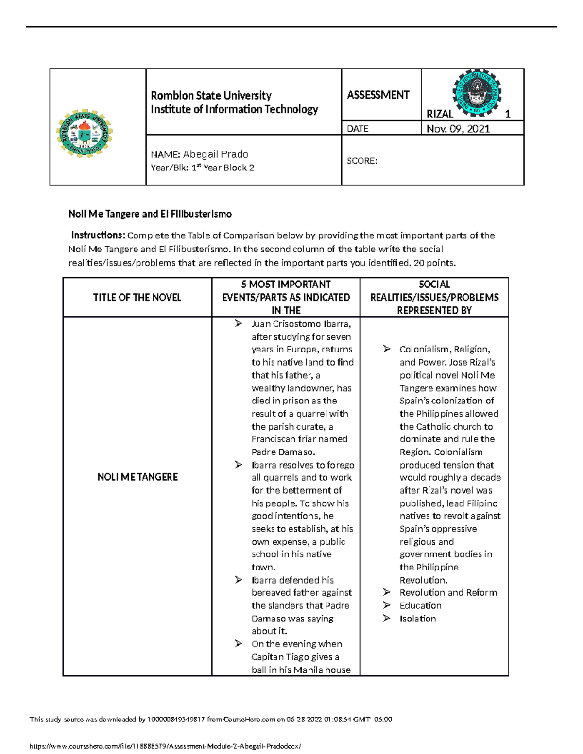 Assessment Module 2 Abegail Prado - Romblon State University Institute ...