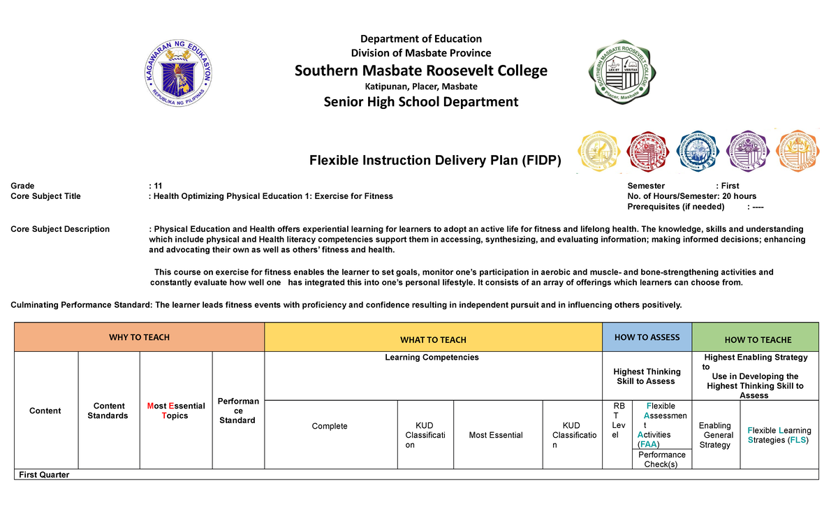 materials for teaching - Flexible Instruction Delivery Plan (FIDP ...
