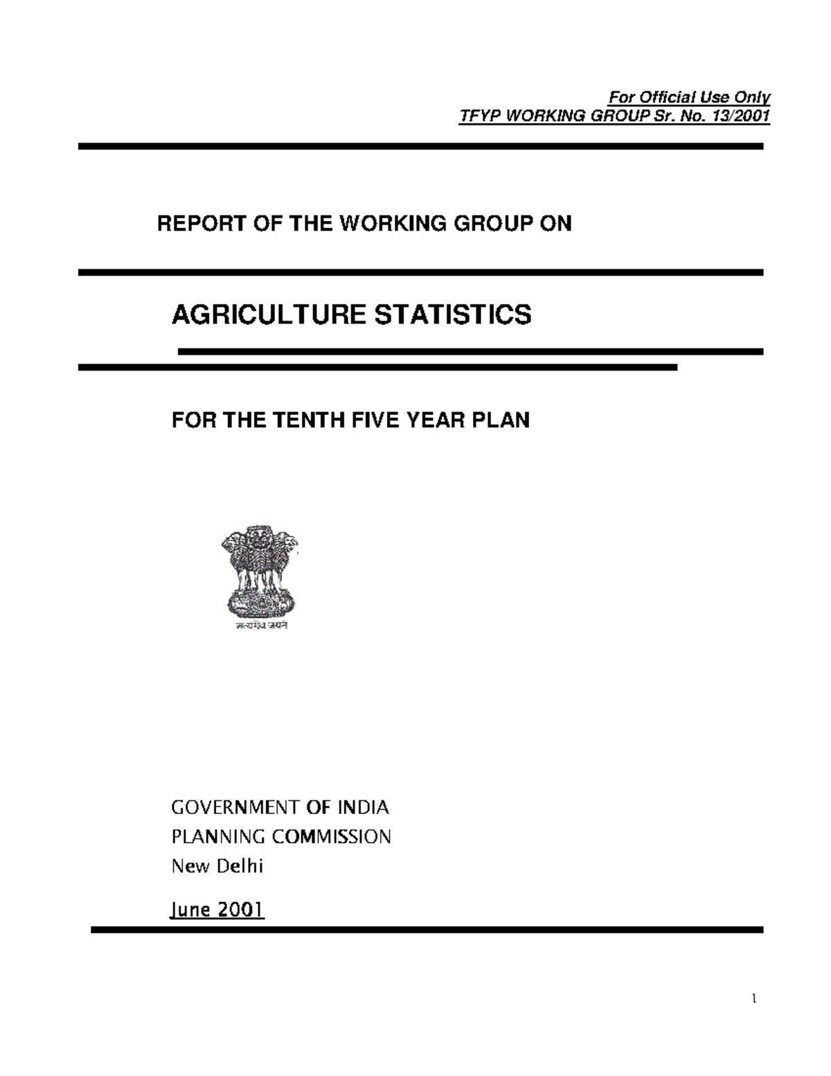 Introduction To Agricultural Statistics - For Official Use Only TFYP ...