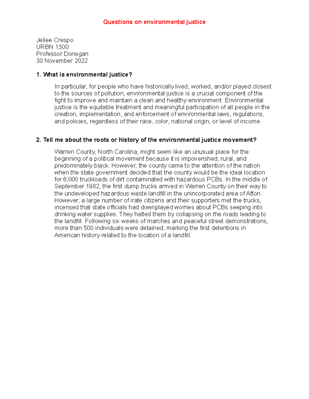 environmental justice case study questions