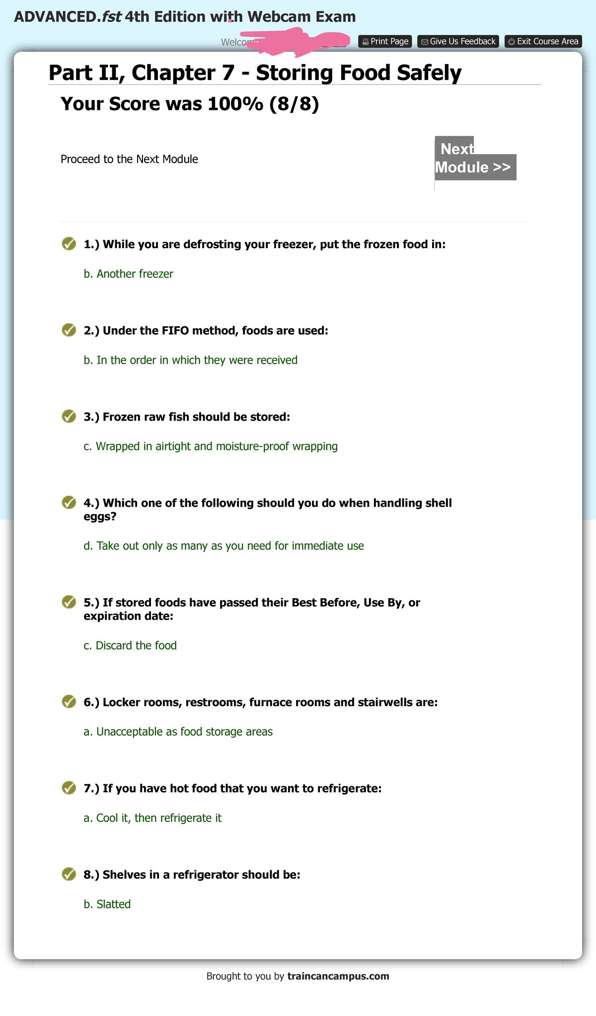 FST ch 7: Online Food Safety Course Test - ADVANCED 4th Edition with ...