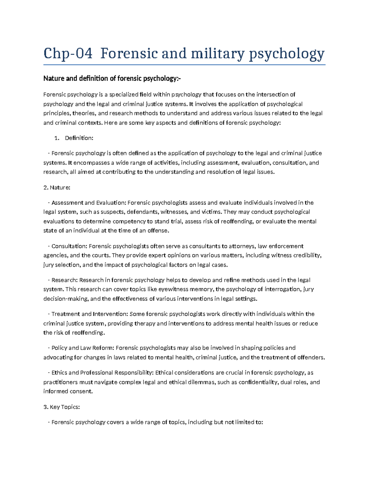 Chp 4 Forensic & military psychology - Chp-04 Forensic and military ...