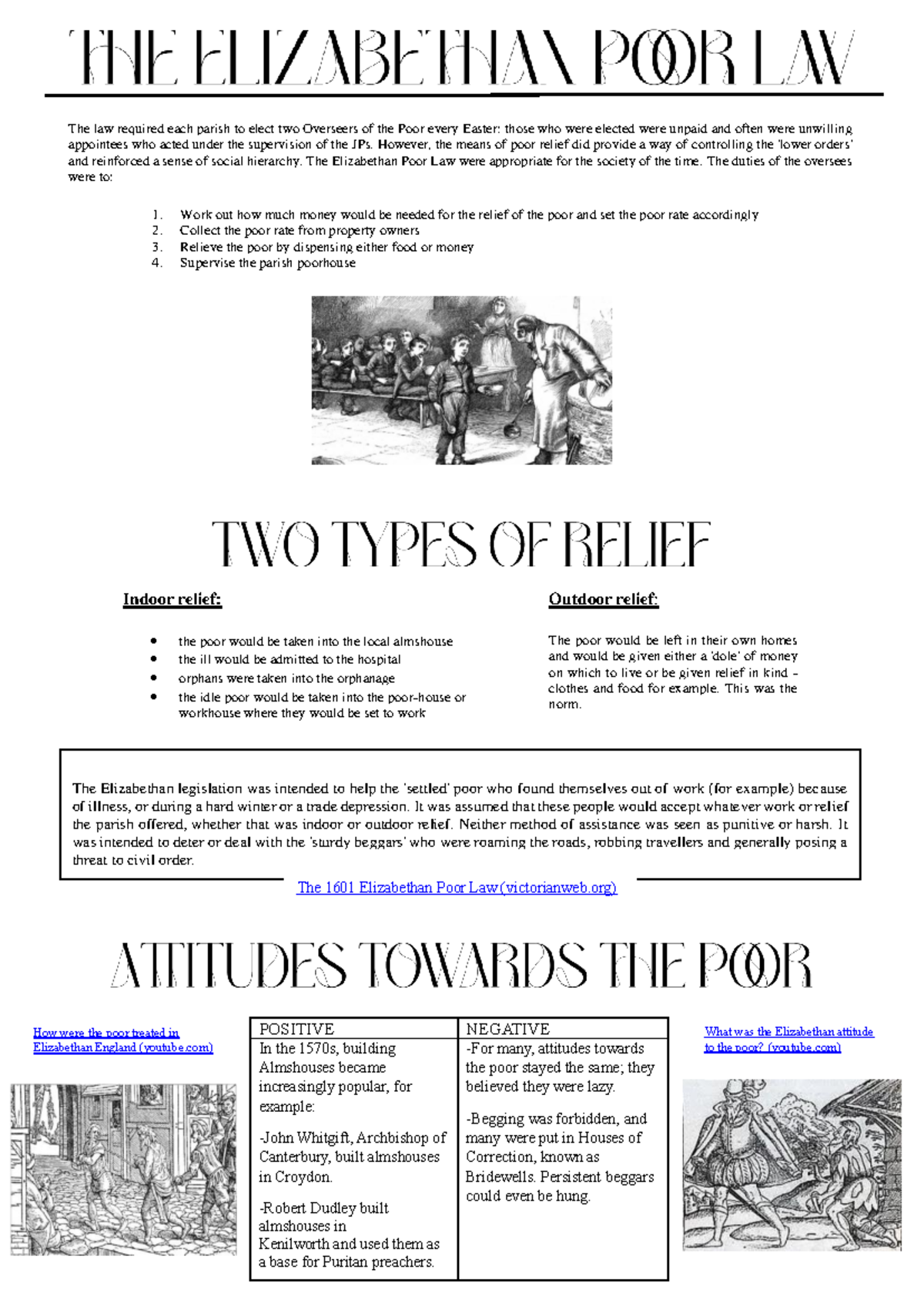 Elizabeth AND POOR LAWS - The law required each parish to elect two ...
