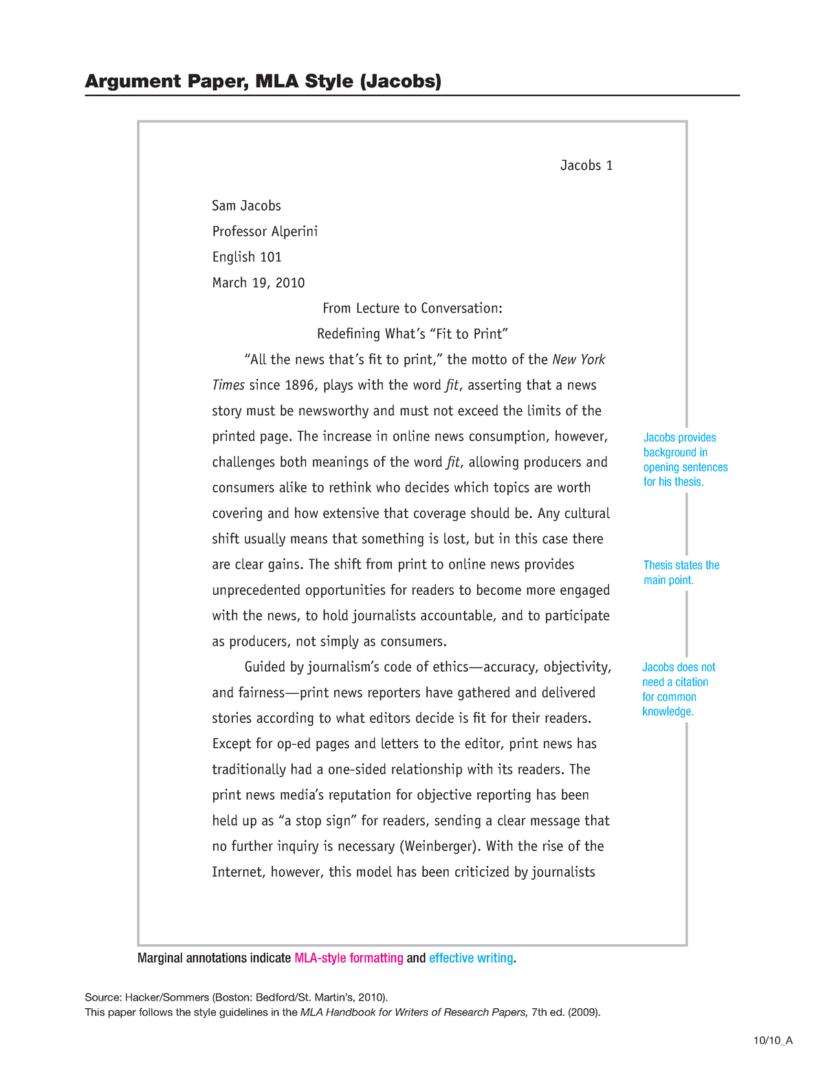 Argument Paper MLA Style (Jacobs) - Studocu