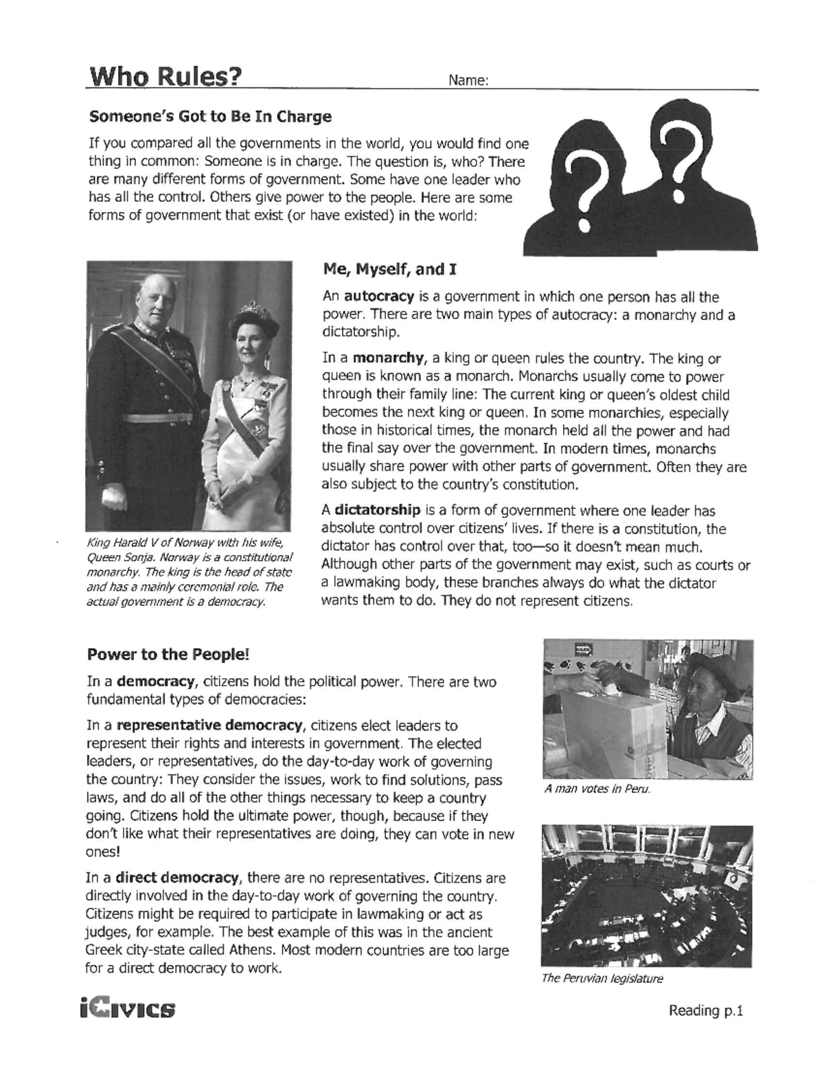 Who Rules PDF - ttt - Who Rules? Name: Got to Be In Charge If you ...