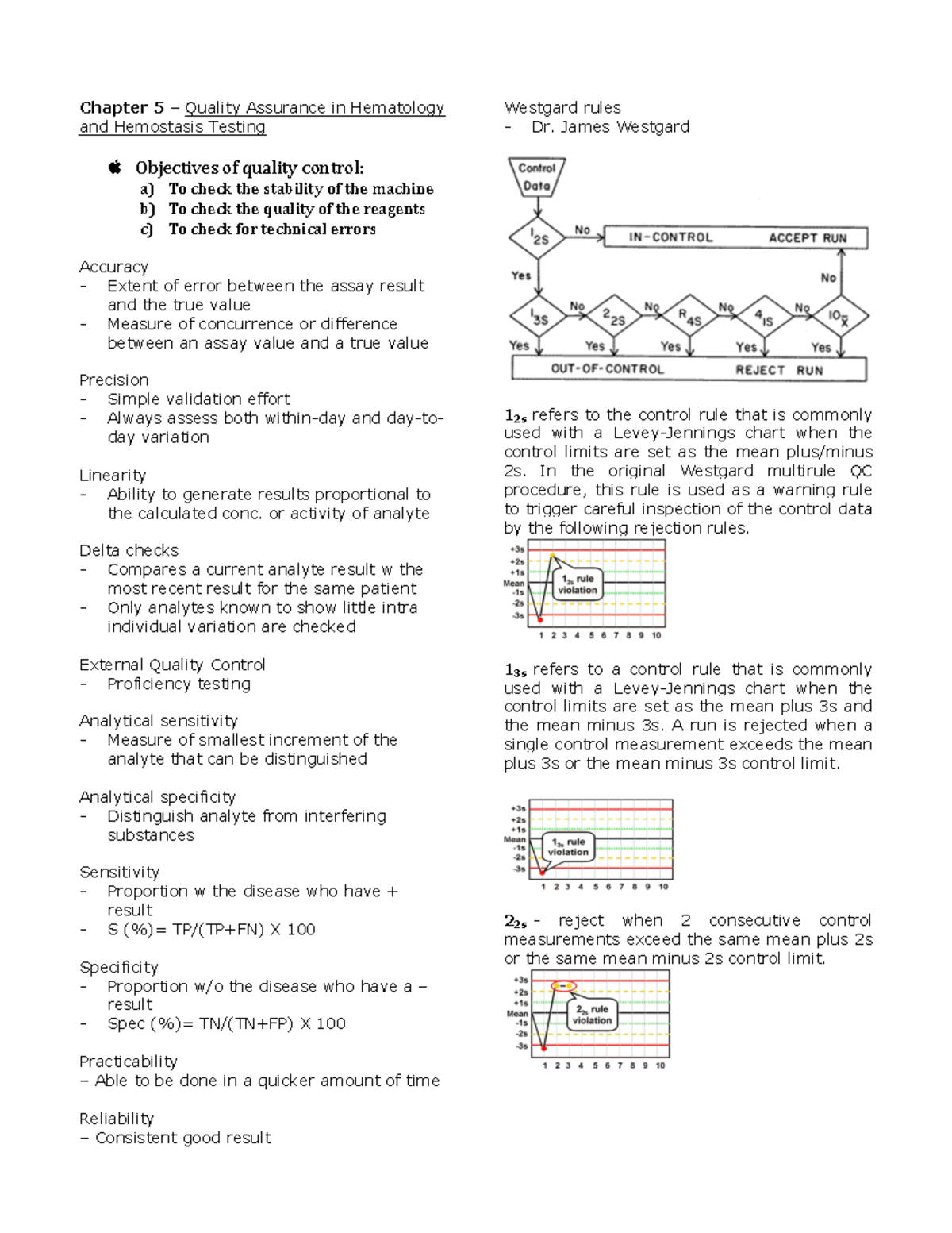 Chapter 5 Quality Assurance in Hematology and Hemostasis Testing or