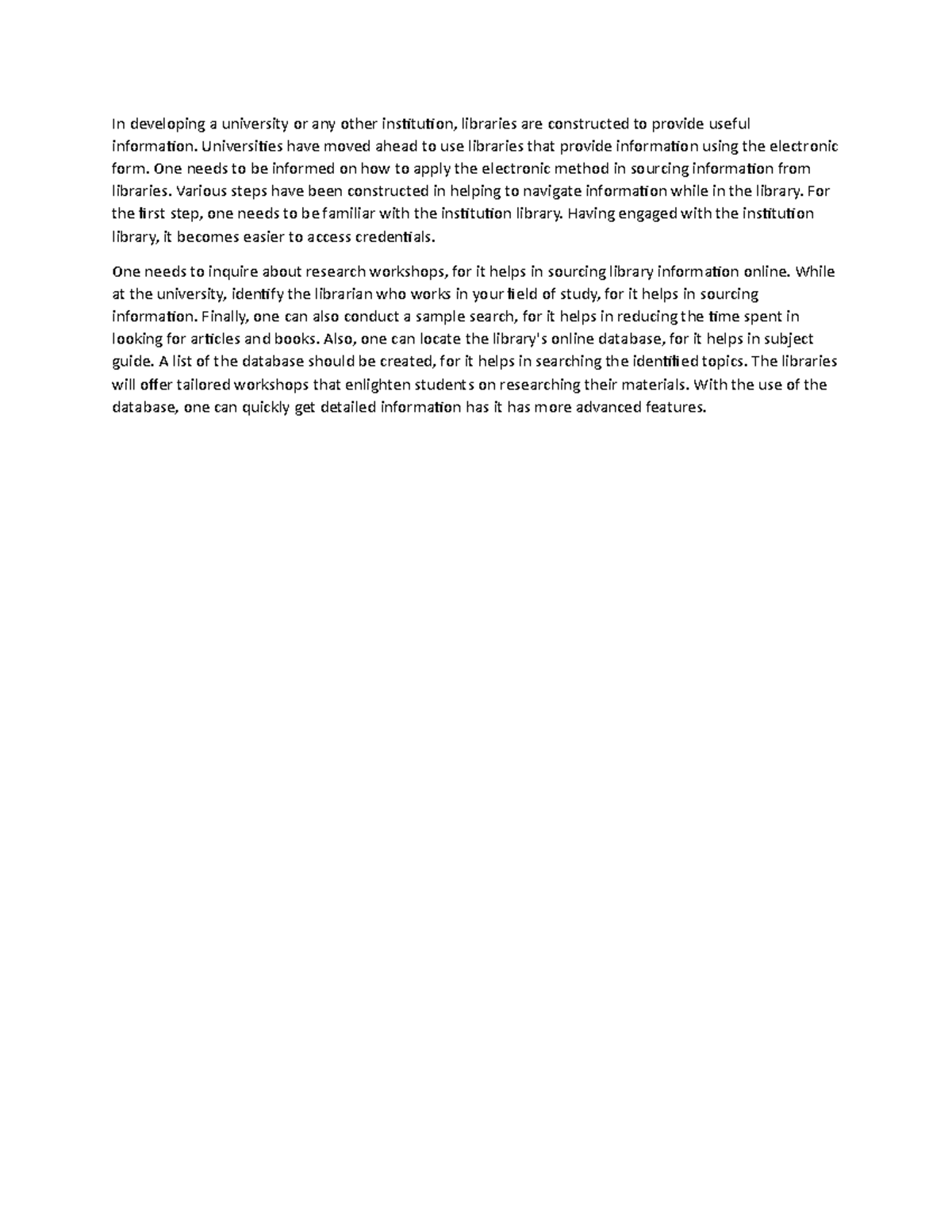 Library - This is a quality paper written by a professional - In ...