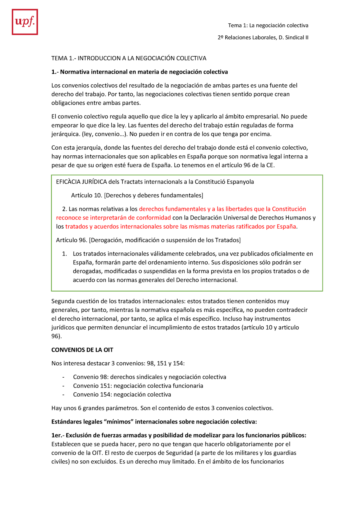 Tema 1 Derecho Sindical II - Tema 1: La Colectiva Relaciones Laborales ...