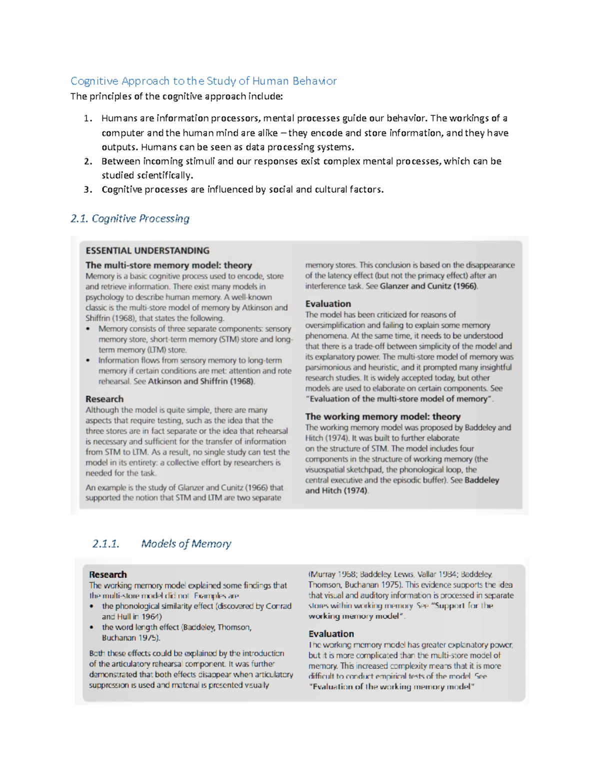 Cognitive approach to the study of human behavior - Cognitive Approach ...