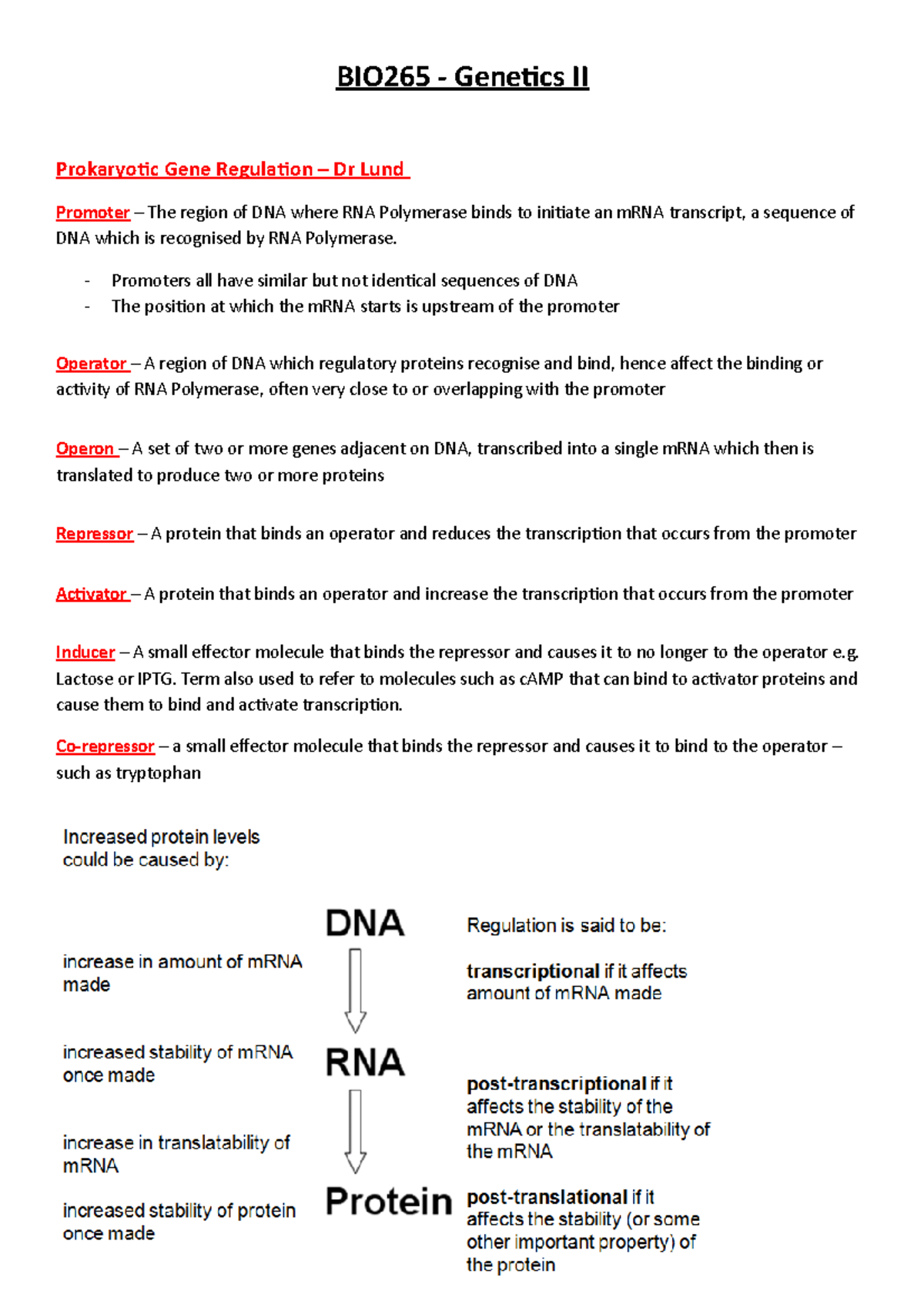 BIO265 Genetics II - Revision Notes For Whole Module - BIO265 ...