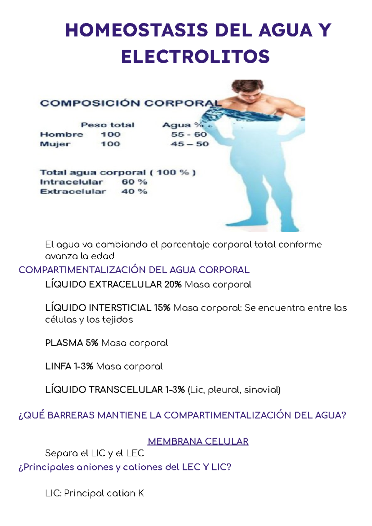 Homeostasis DEL AGUA, Electrolitos Y P H - HOMEOSTASIS DEL AGUA Y ...