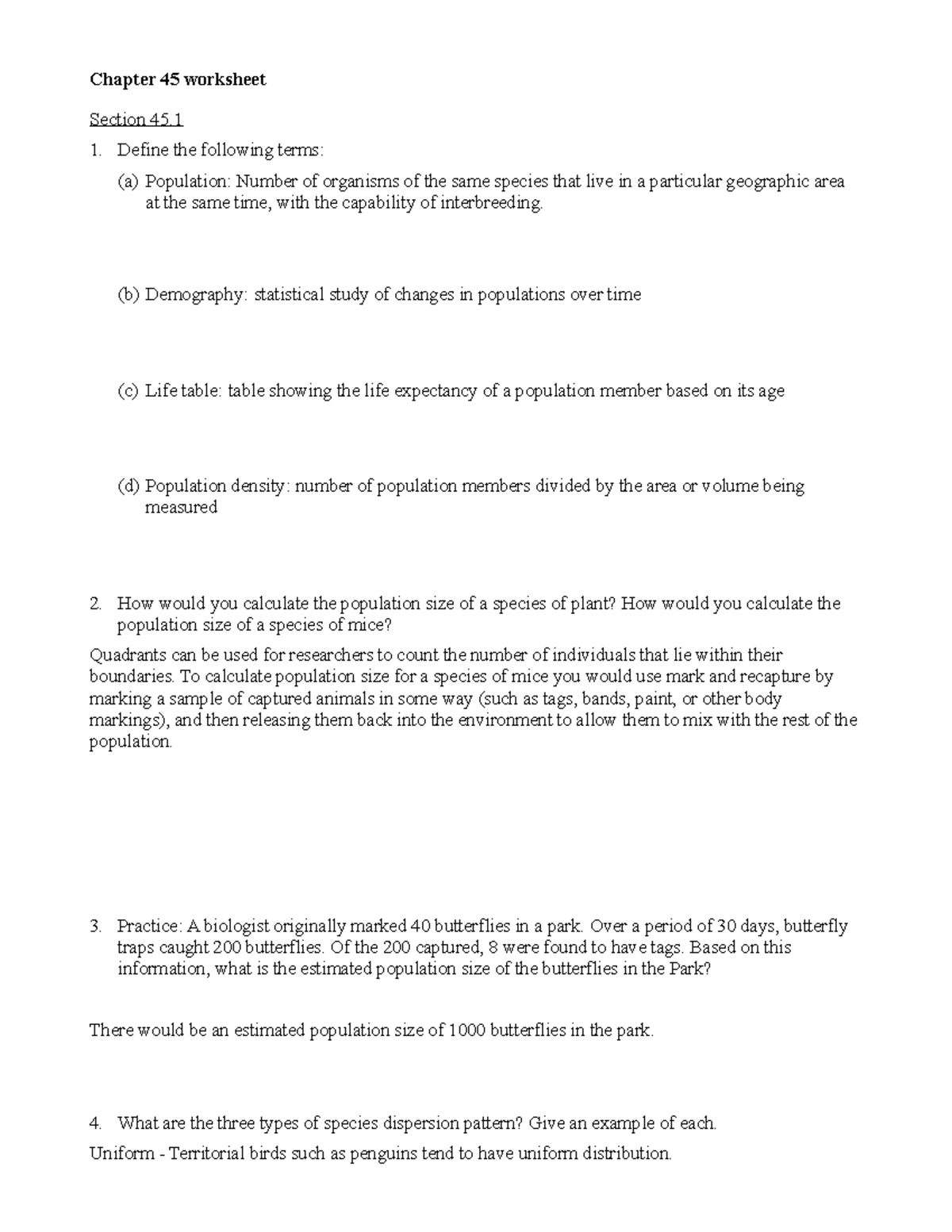 Chapter 45 Worksheet Finished - Chapter 45 worksheet Section 45. Define ...