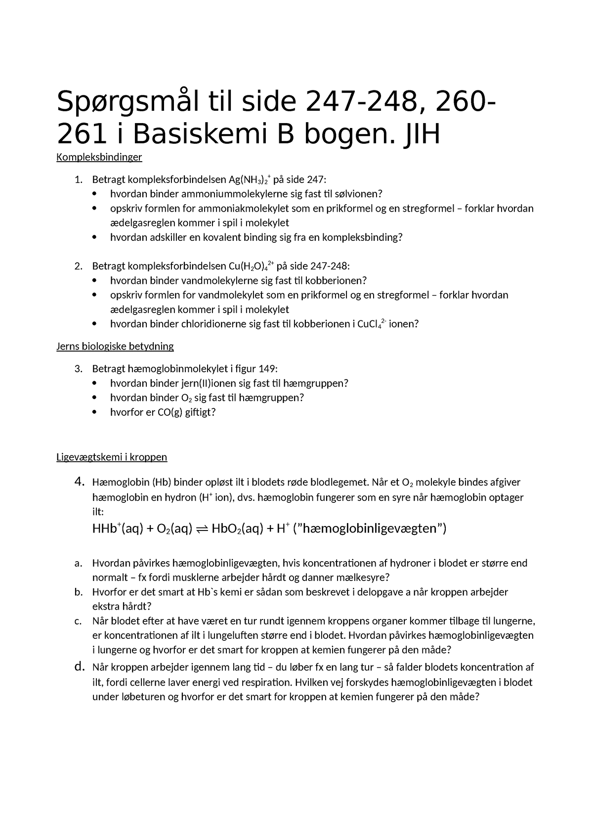 Spørgsmål Til Side 247-248, 260-261 I Basiskemi B Bogen. JIH - JIH ...