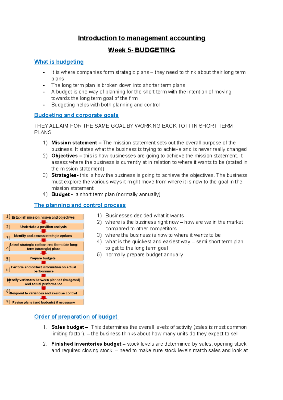 Week 5 notes - Gayle - Introduction to management accounting Week 5 ...
