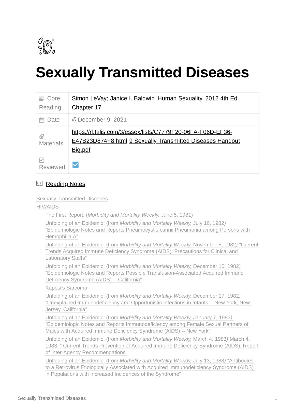Sexually Transmitted Diseases Lecture 9 Sexually Transmitted