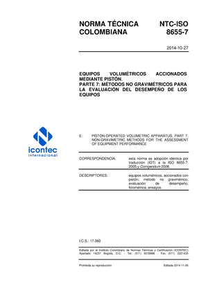 NTC-ISO 8655-2 (Pipetas Tipo Pistón) - NORMA TÉCNICA NTC-ISO COLOMBIANA ...